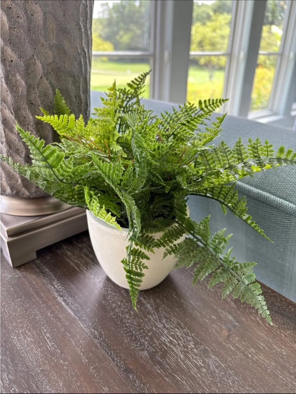 ARTIFICIAL POTTED PLANT FERN IN CEMENT POTS